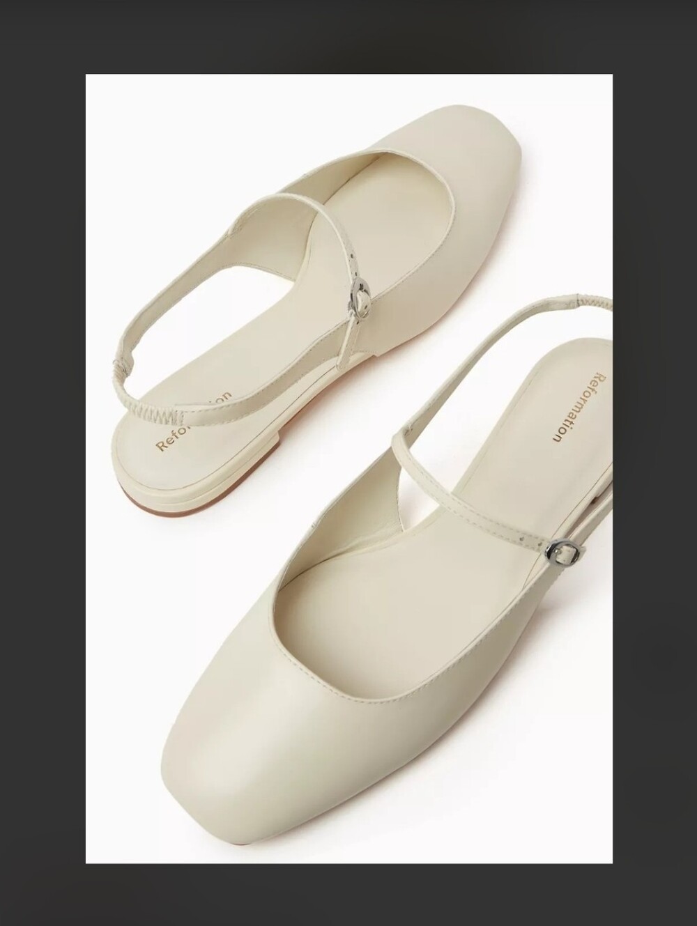 Reformation Claire Slingback Mules Sandals White Leather Size 11